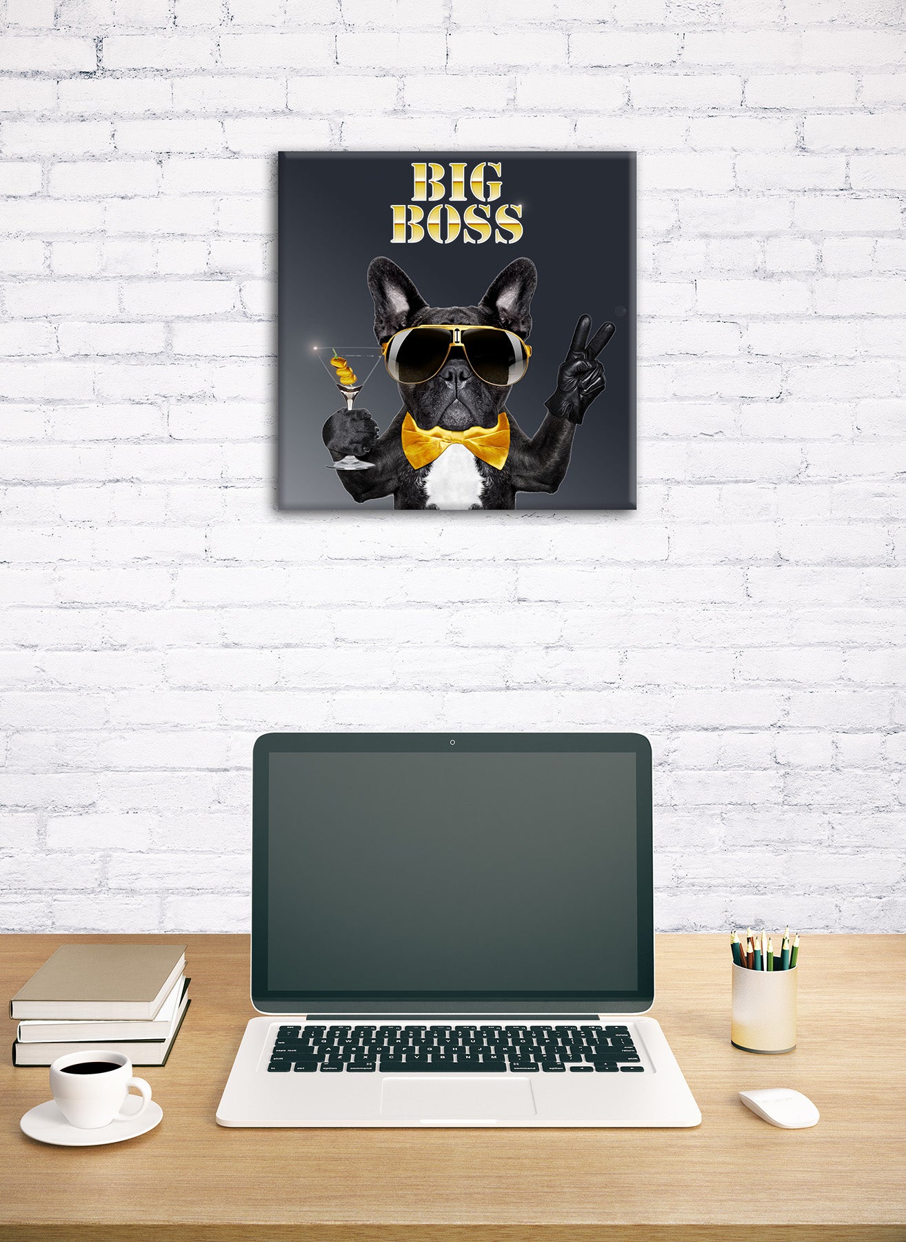Wandbild BIG BOSS GOLD 35x35 cm – Leinwandbild Keilrahmen Deko modern - Ambiente 1