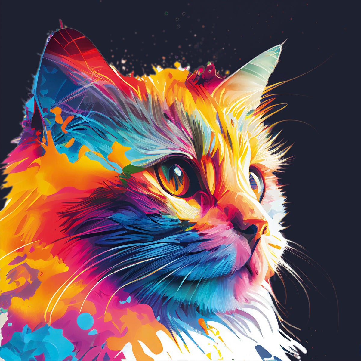 Wandbild BUNTE KATZE 35x35 cm – Leinwandbild Keilrahmen Deko modern