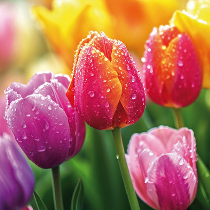 Wandbild TULPEN 35x35 cm – Leinwandbild Keilrahmen Deko modern