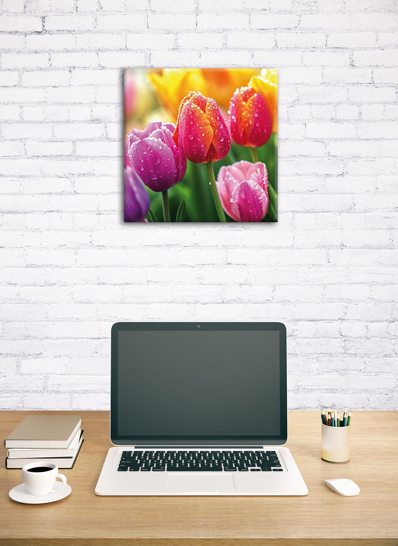 Wandbild TULPEN 35x35 cm – Leinwandbild Keilrahmen Deko modern - Ambiente 1