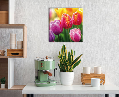 Wandbild TULPEN 35x35 cm – Leinwandbild Keilrahmen Deko modern - Ambiente 2