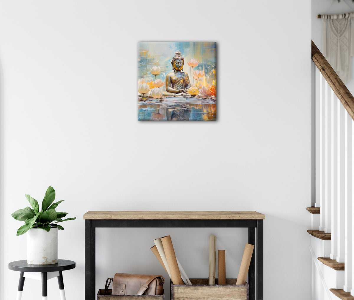 Wandbild BUDDHA IM WASSER 35x35 cm – Leinwandbild Keilrahmen Deko modern - Ambiente 3