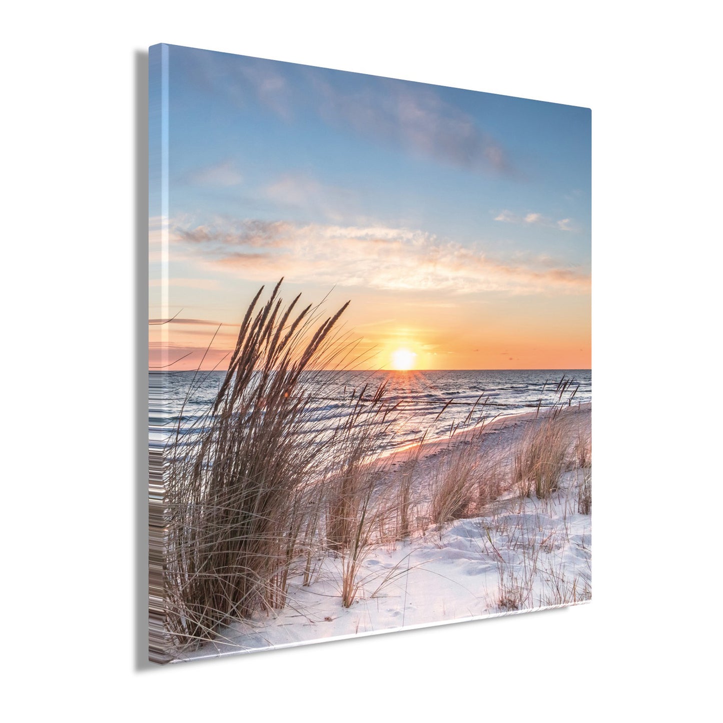 Wandbild STRAND 35x35 cm – Leinwandbild Keilrahmen Deko modern - Seitenansicht