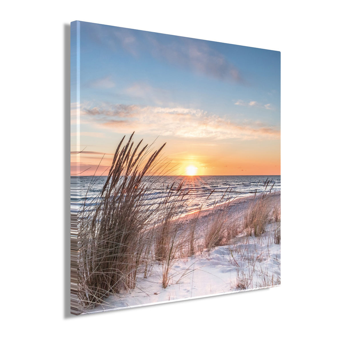 Wandbild STRAND 35x35 cm – Leinwandbild Keilrahmen Deko modern - Seitenansicht