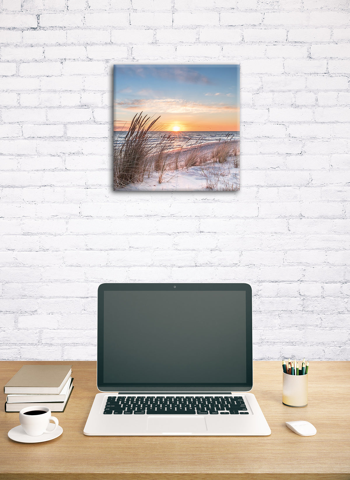 Wandbild STRAND 35x35 cm – Leinwandbild Keilrahmen Deko modern - Ambiente 1