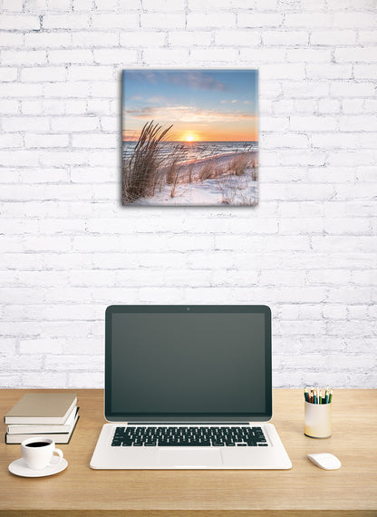 Wandbild STRAND 35x35 cm – Leinwandbild Keilrahmen Deko modern - Ambiente 1