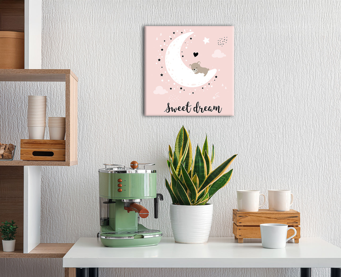 Wandbild BÄR – SWEET DREAMS 35x35 cm – Leinwandbild Keilrahmen Deko modern - Ambiente 2