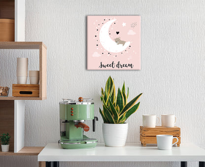 Wandbild BÄR – SWEET DREAMS 35x35 cm – Leinwandbild Keilrahmen Deko modern - Ambiente 2
