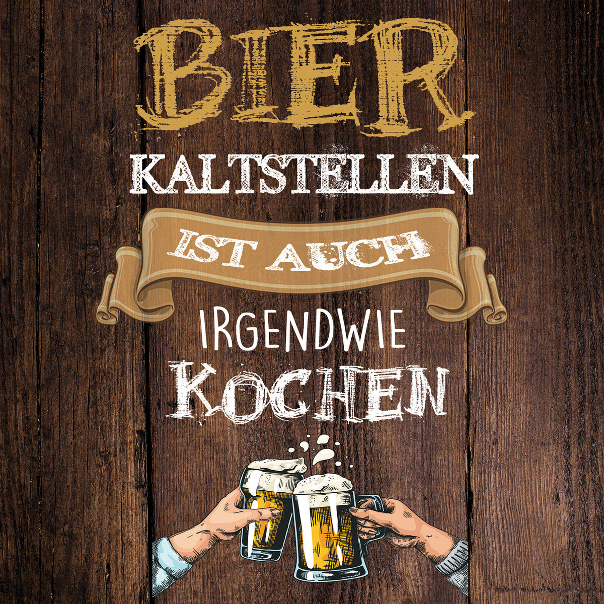Wandbild SPRUCH – BIER 35x35 cm – Leinwandbild Keilrahmen Deko modern