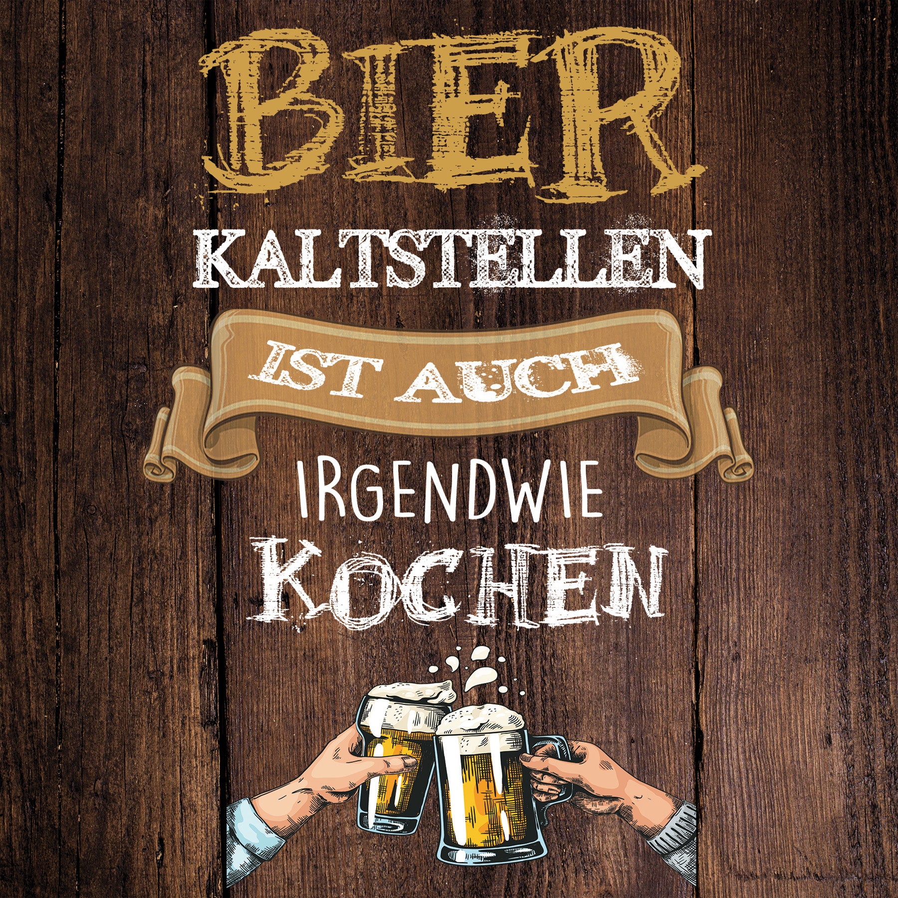 Wandbild SPRUCH – BIER 35x35 cm – Leinwandbild Keilrahmen Deko modern