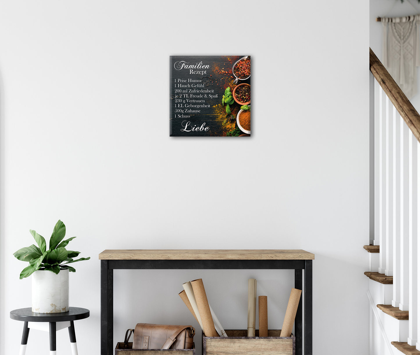 Wandbild FAMILIENREZEPT 35x35 cm – Leinwandbild Keilrahmen Deko modern - Ambiente 3