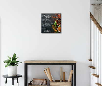Wandbild FAMILIENREZEPT 35x35 cm – Leinwandbild Keilrahmen Deko modern - Ambiente 3