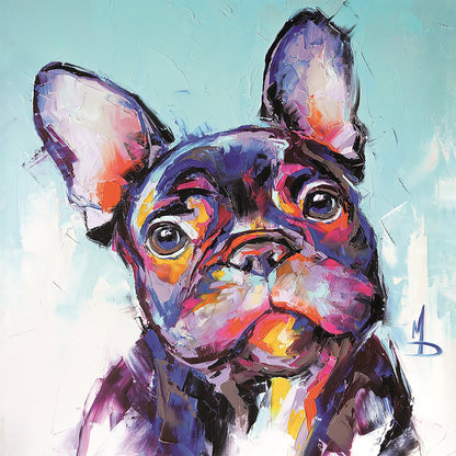 Wandbild FRENCHIE 35x35 cm – Leinwandbild Keilrahmen Deko modern