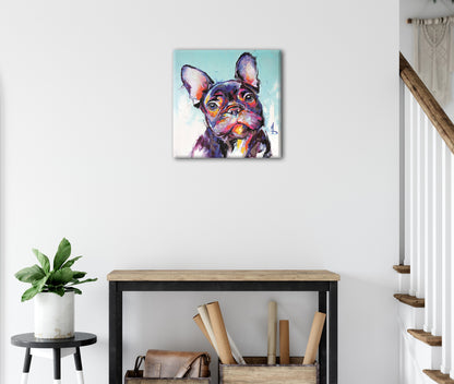 Wandbild FRENCHIE 35x35 cm – Leinwandbild Keilrahmen Deko modern - Ambiente 3