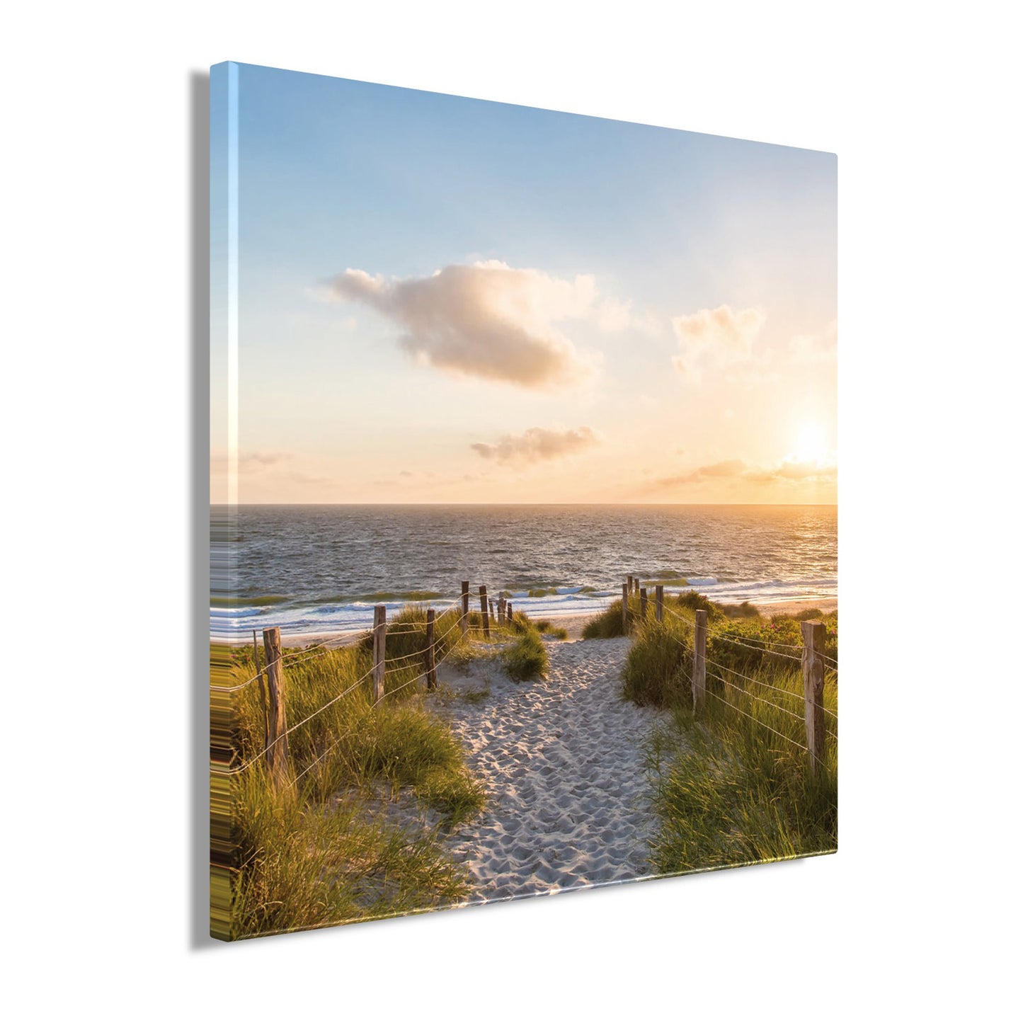 Wandbild STRANDWEG 35x35 cm – Leinwandbild Keilrahmen Deko modern - Seitenansicht