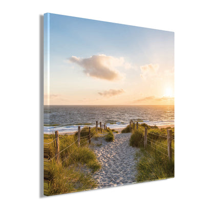 Wandbild STRANDWEG 35x35 cm – Leinwandbild Keilrahmen Deko modern - Seitenansicht