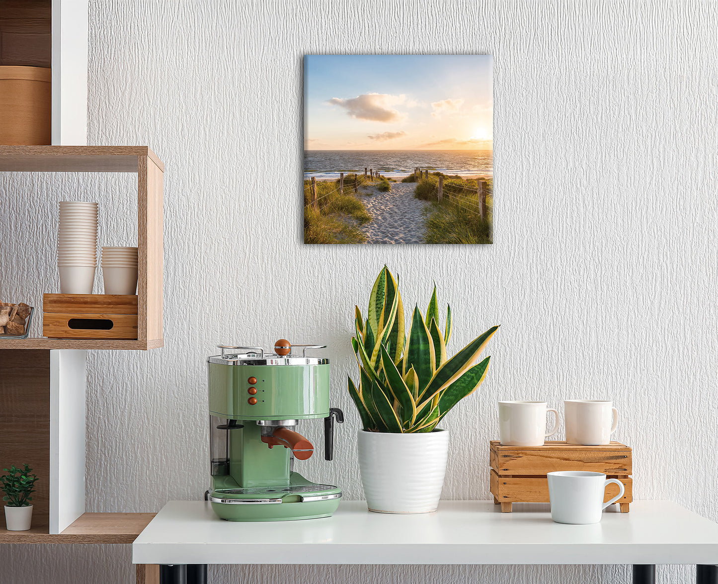 Wandbild STRANDWEG 35x35 cm – Leinwandbild Keilrahmen Deko modern - Ambiente 2