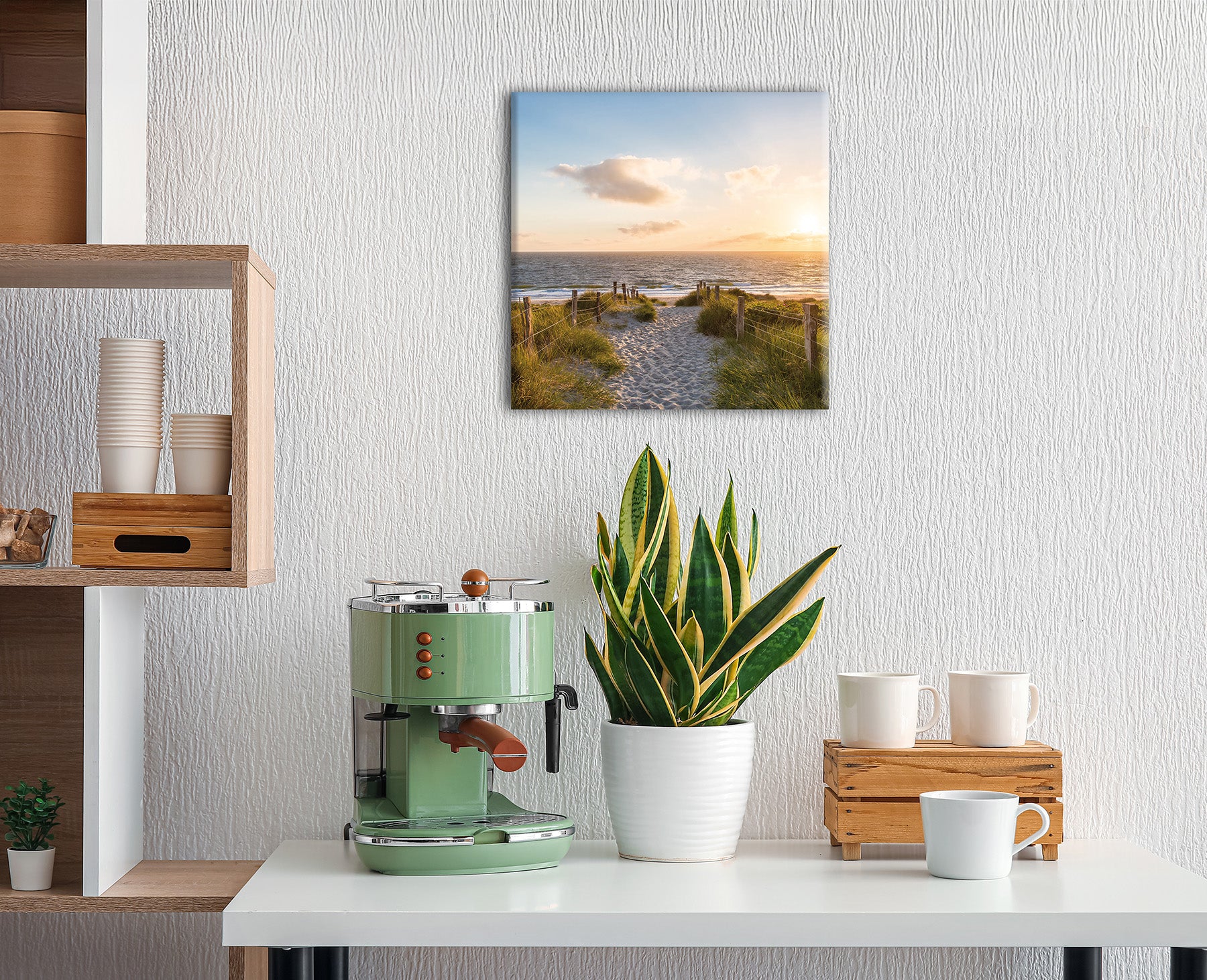 Wandbild STRANDWEG 35x35 cm – Leinwandbild Keilrahmen Deko modern - Ambiente 2