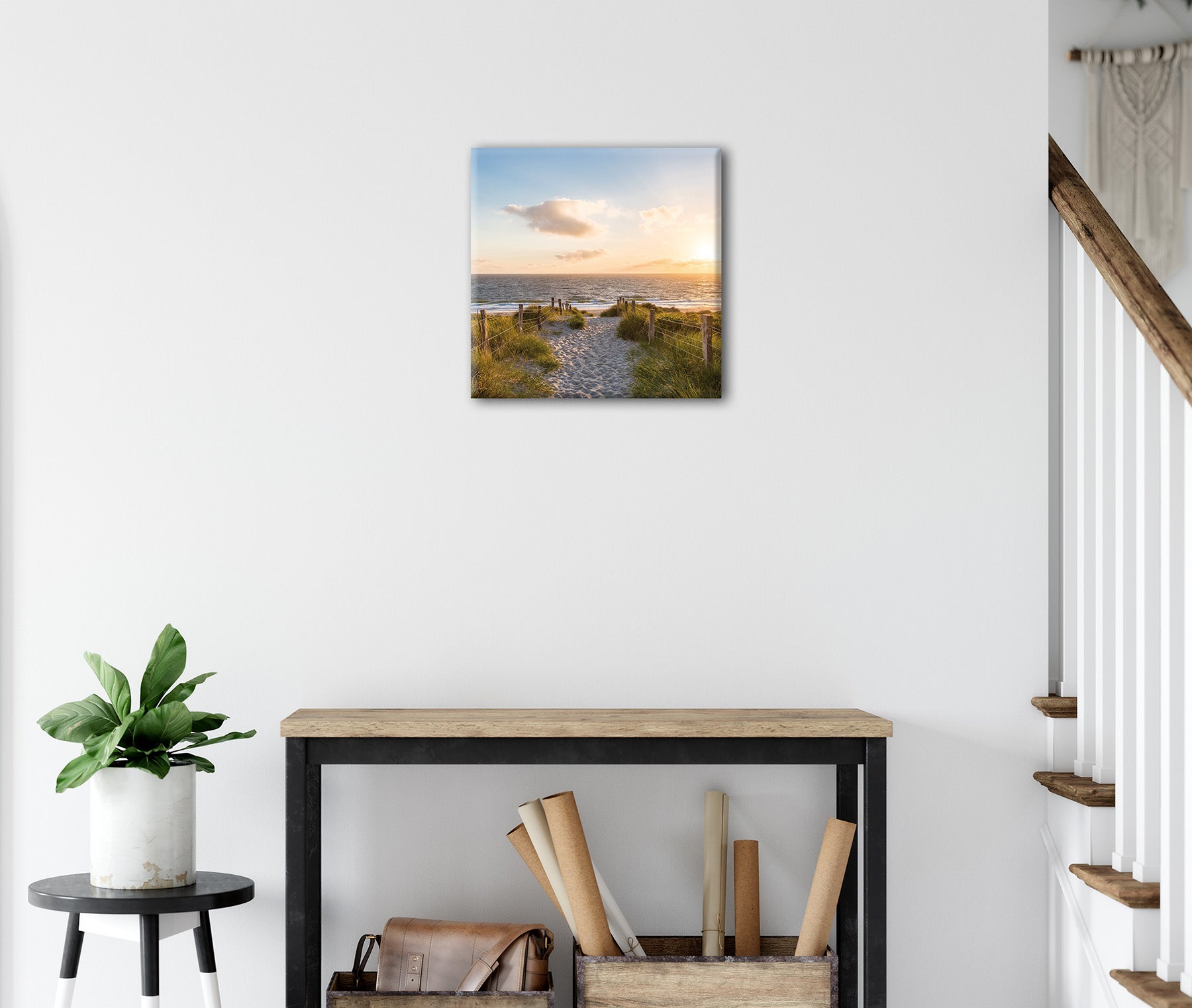 Wandbild STRANDWEG 35x35 cm – Leinwandbild Keilrahmen Deko modern - Ambiente 3