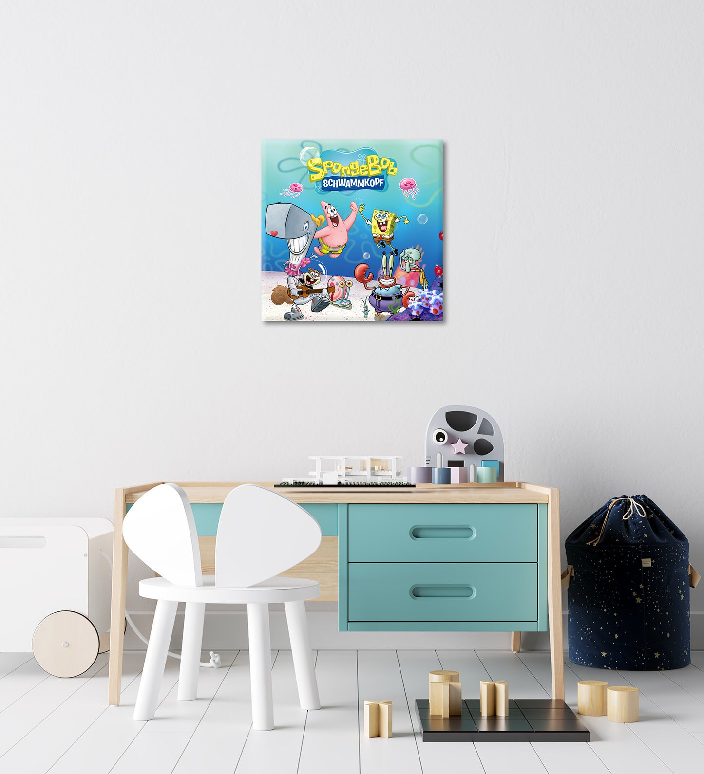 Wandbild SPONGEBOB GRUPPE 35x35 cm – Leinwandbild Keilrahmen Deko modern - Ambiente 3