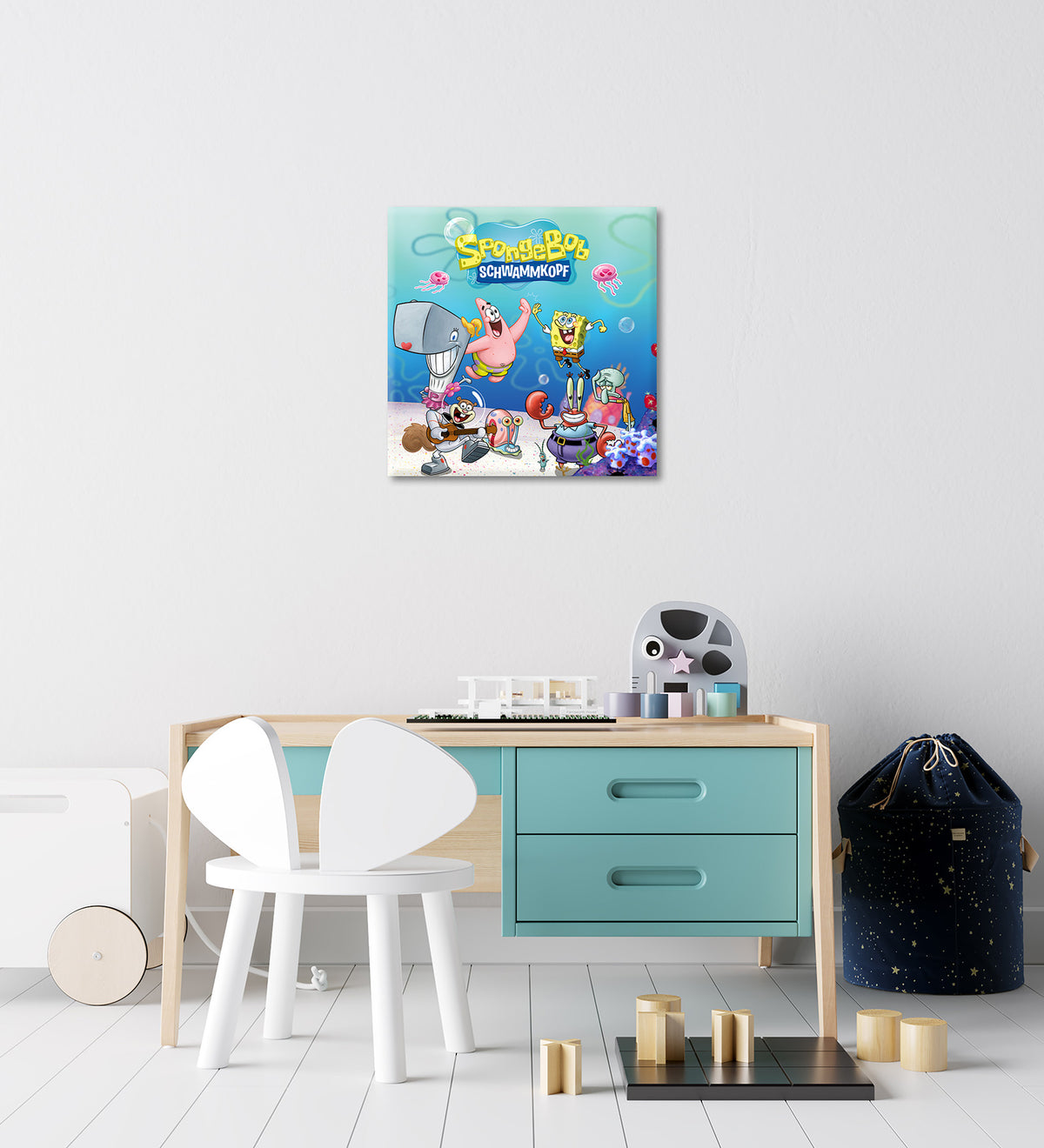 Wandbild SPONGEBOB GRUPPE 35x35 cm – Leinwandbild Keilrahmen Deko modern - Ambiente 3