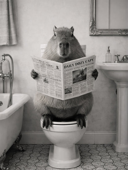 Wandbild CAPYBARA AUF WC 46x61 cm – Leinwandbild Keilrahmen Deko modern