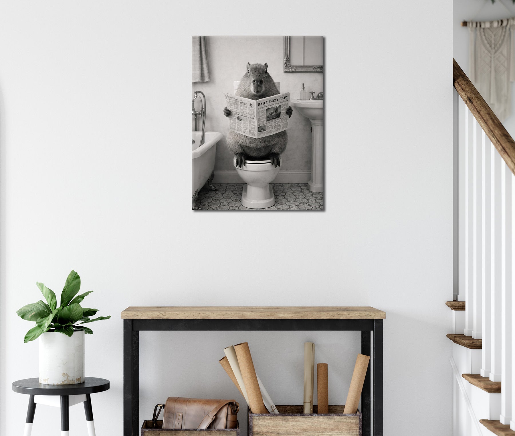 Wandbild CAPYBARA AUF WC 46x61 cm – Leinwandbild Keilrahmen Deko modern - Ambiente 3
