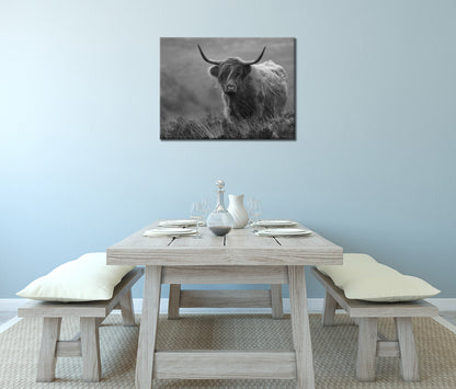 Wandbild HOCHLANDRIND SW 46x61 cm – Leinwandbild Keilrahmen Deko modern - Ambiente 3
