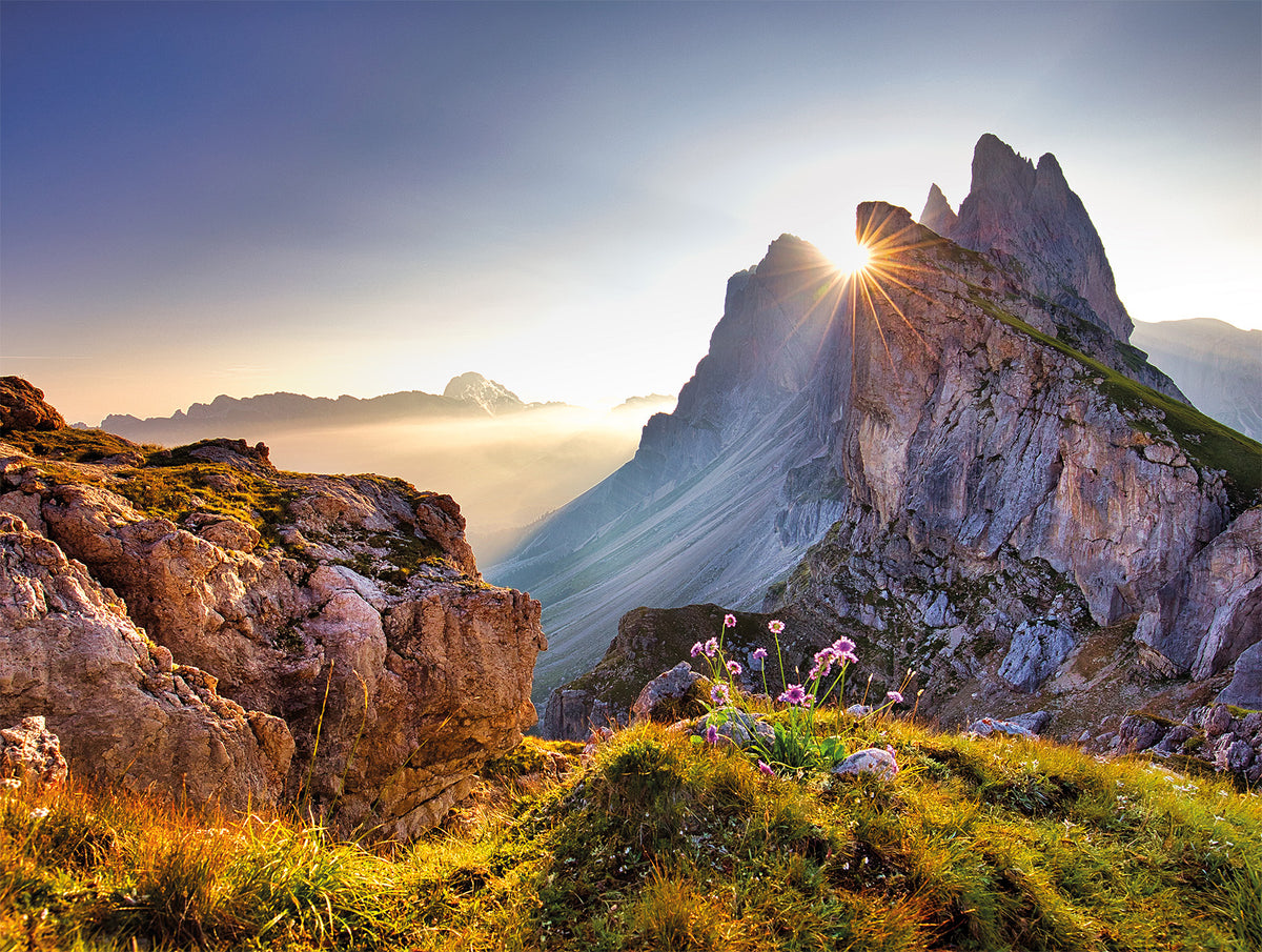 Wandbild BERGE SONNENAUFGANG 46x61 cm – Leinwandbild Keilrahmen Deko modern