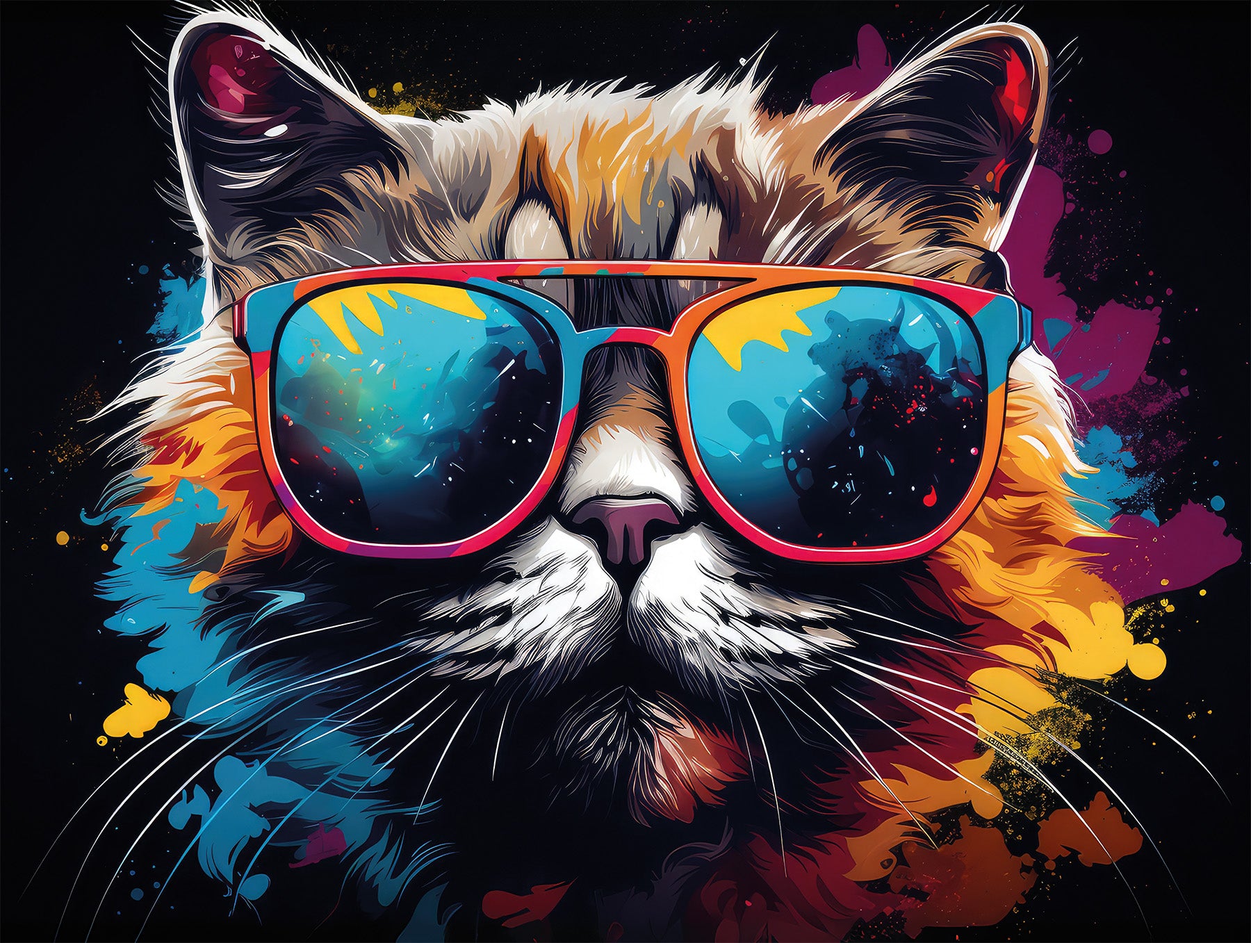 Wandbild COOL CAT 46x61 cm – Leinwandbild Keilrahmen Deko modern