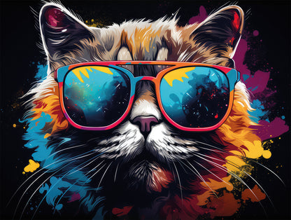 Wandbild COOL CAT 46x61 cm – Leinwandbild Keilrahmen Deko modern