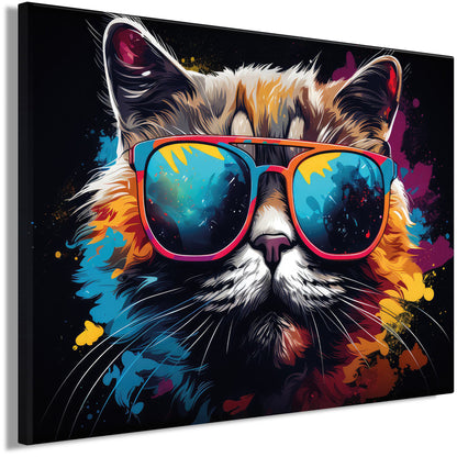 Wandbild COOL CAT 46x61 cm – Leinwandbild Keilrahmen Deko modern - Seitenansicht