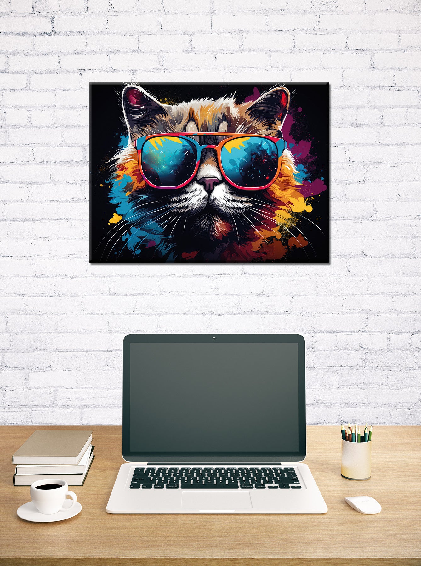Wandbild COOL CAT 46x61 cm – Leinwandbild Keilrahmen Deko modern - Ambiente 1