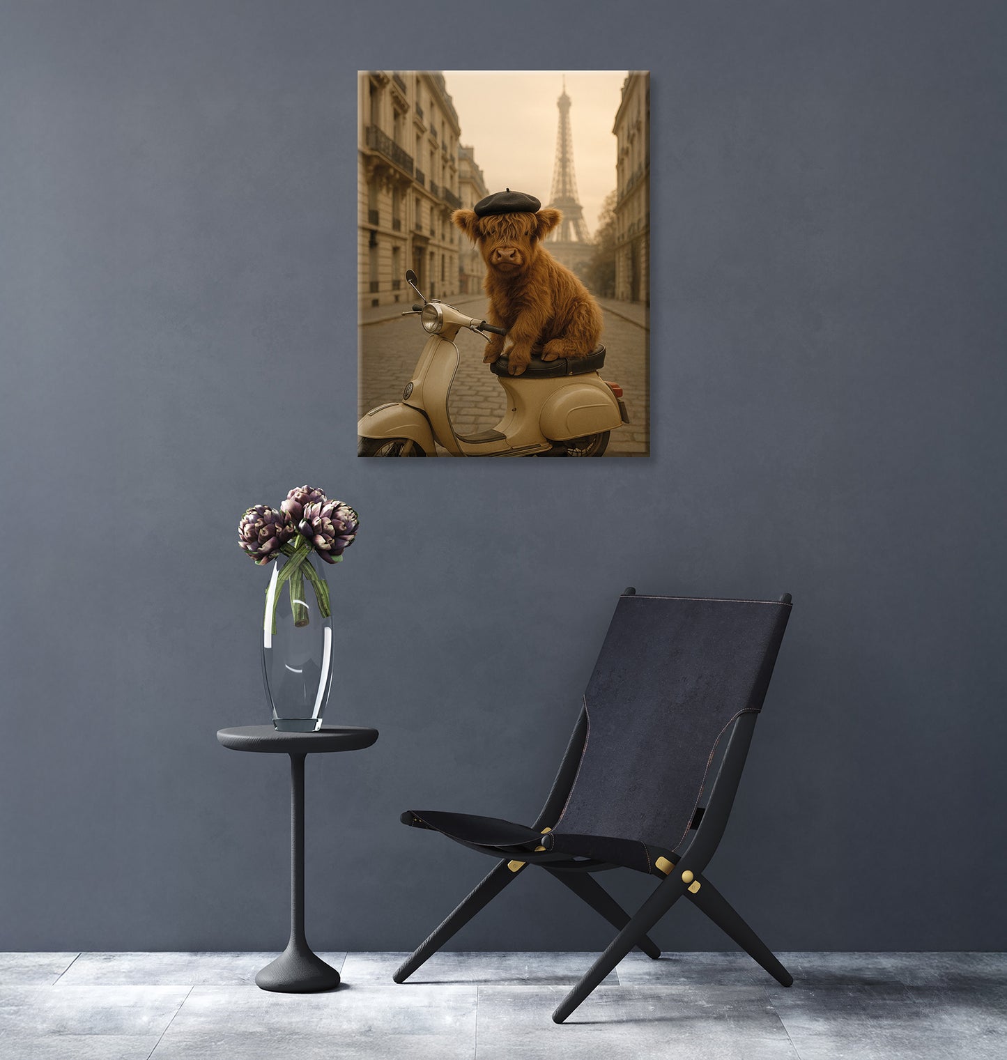 Wandbild HOCHLANDRIND IN PARIS 46x61 cm – Leinwandbild Keilrahmen Deko modern - Ambiente 3