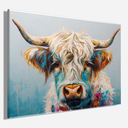 Wandbild BUNTES HOCHLANDRIND 46x61 cm – Leinwandbild Keilrahmen Deko modern - Seitenansicht