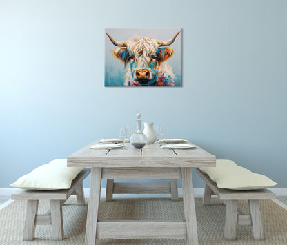 Wandbild BUNTES HOCHLANDRIND 46x61 cm – Leinwandbild Keilrahmen Deko modern - Ambiente 2