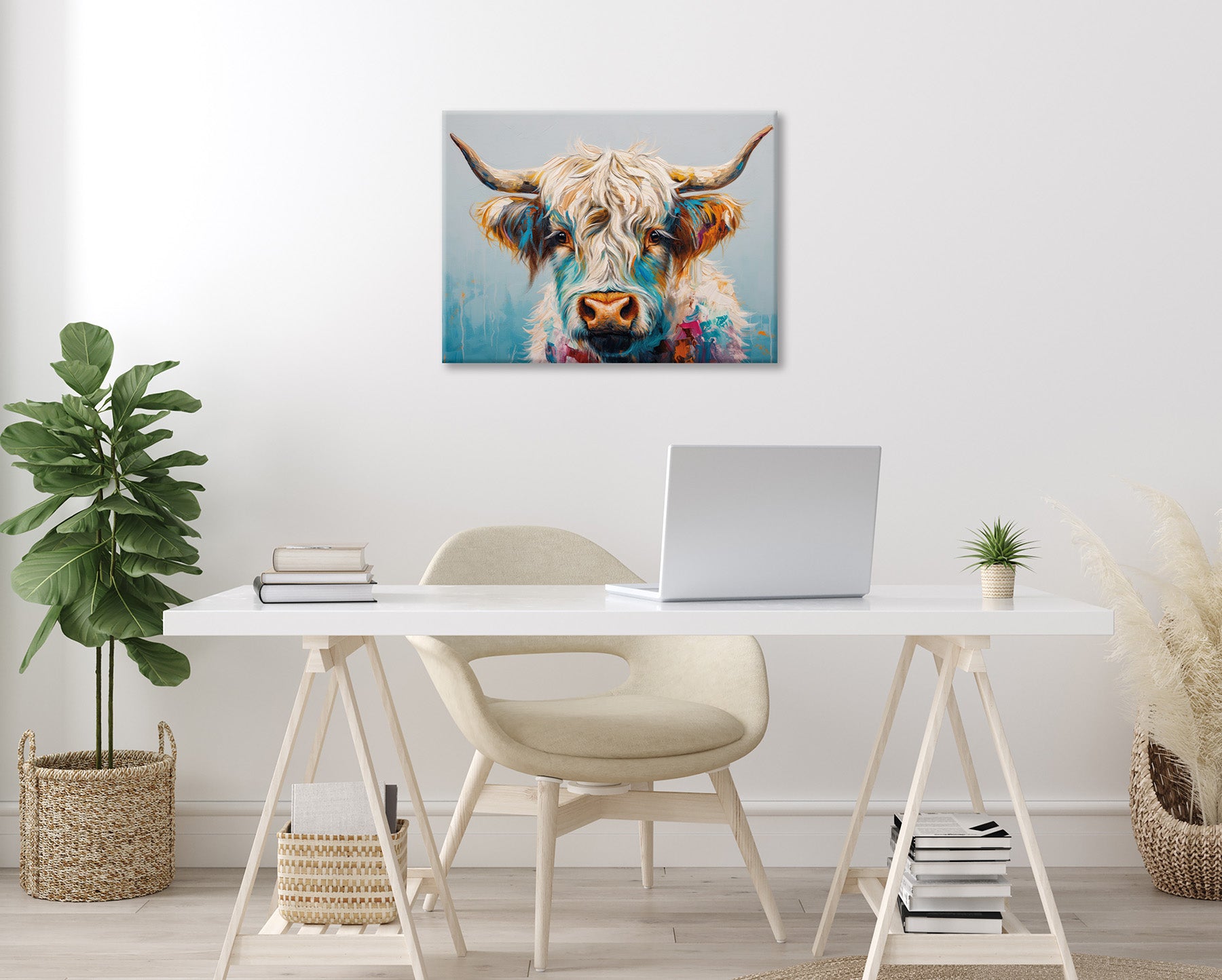 Wandbild BUNTES HOCHLANDRIND 46x61 cm – Leinwandbild Keilrahmen Deko modern - Ambiente 3