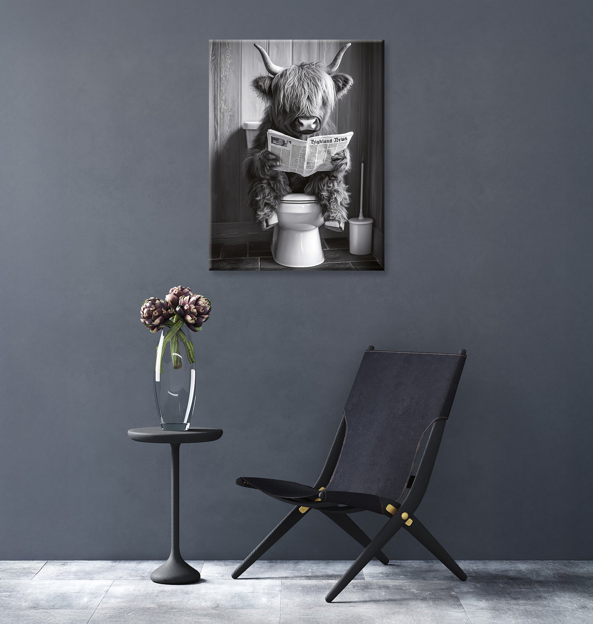 Wandbild HOCHLANDRIND AUF WC 46x61 cm – Leinwandbild Keilrahmen Deko modern - Ambiente 3