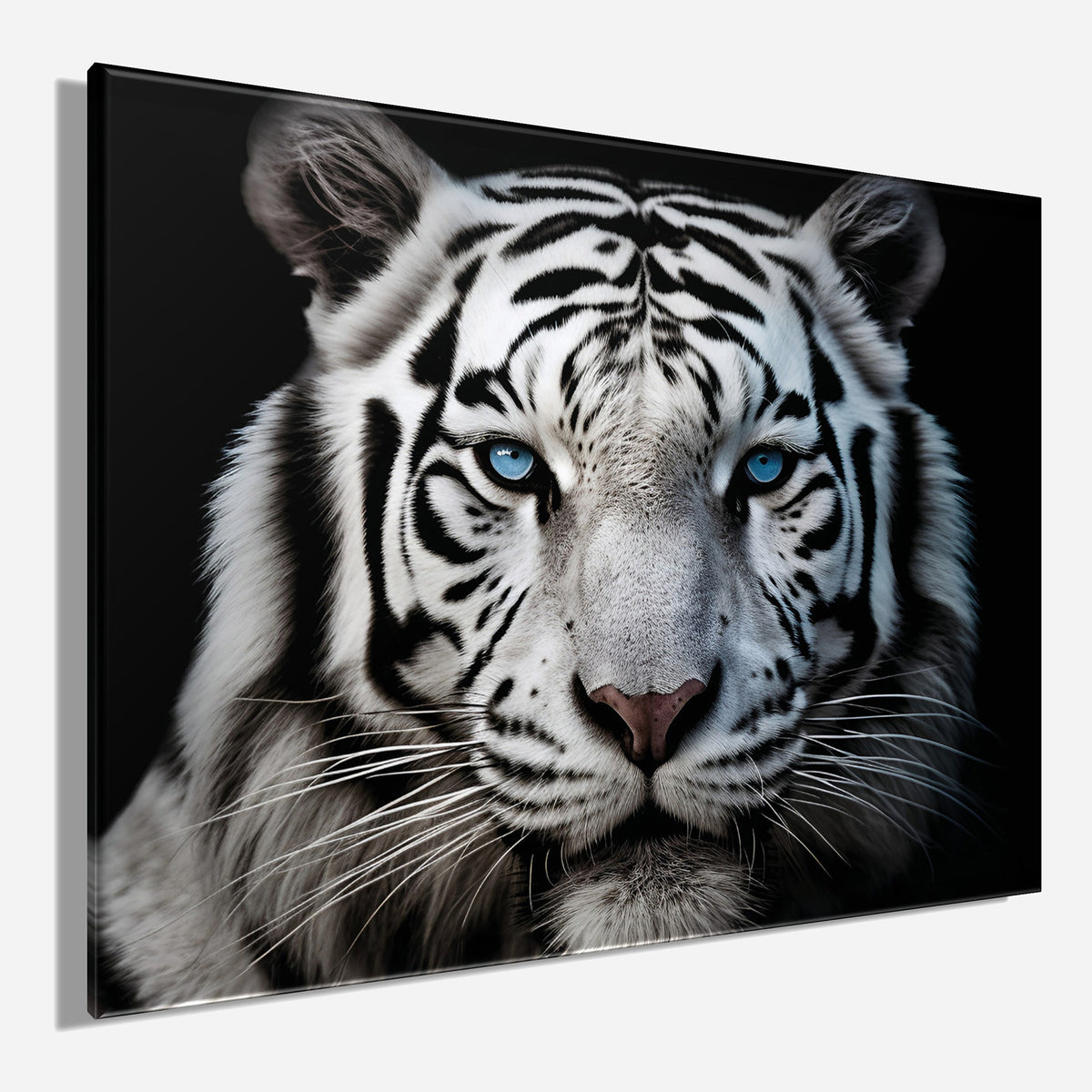 Wandbild WEISSER TIGER 46x61 cm – Leinwandbild Keilrahmen Deko modern - Seitenansicht