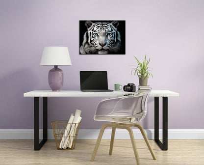 Wandbild WEISSER TIGER 46x61 cm – Leinwandbild Keilrahmen Deko modern - Ambiente 1