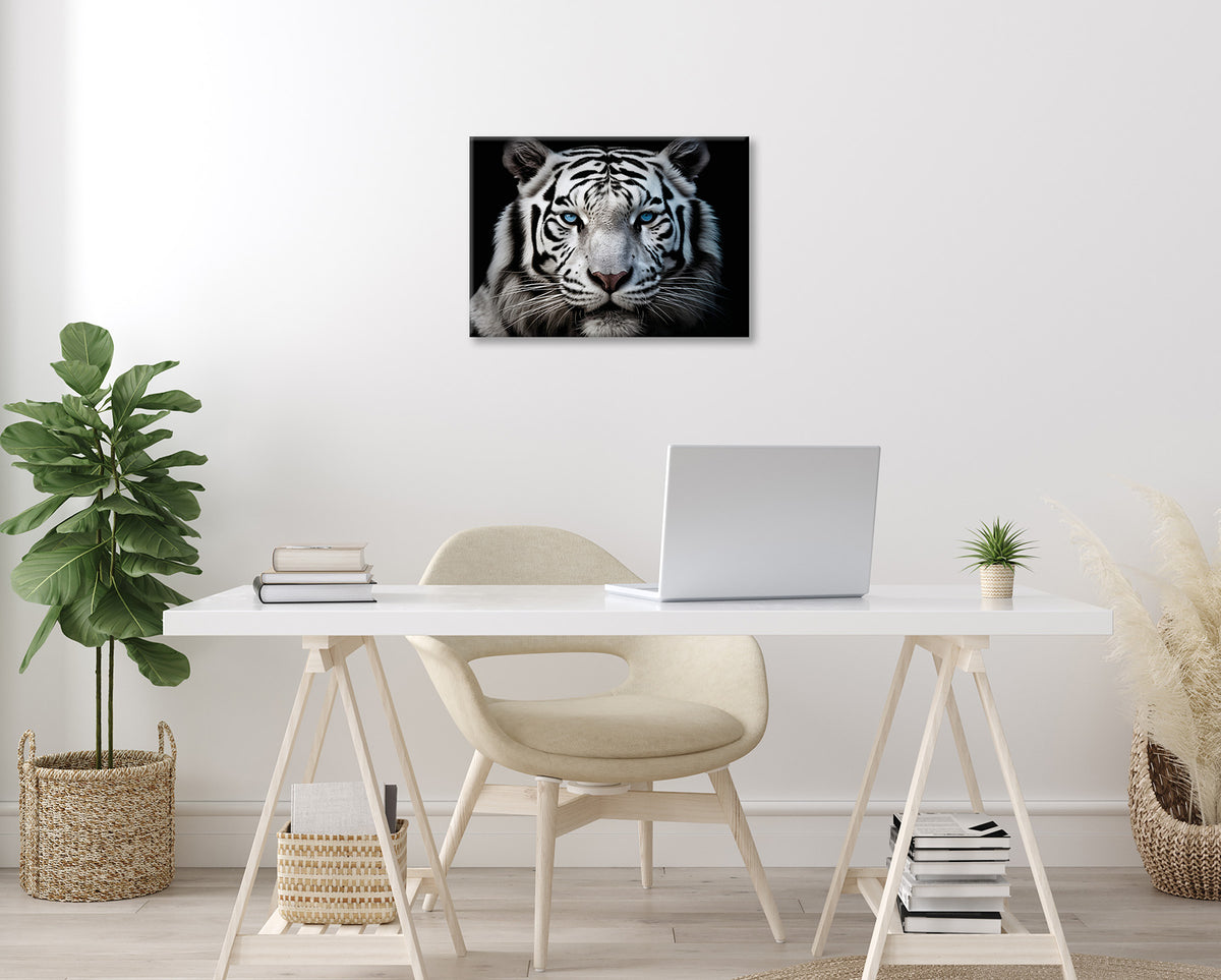Wandbild WEISSER TIGER 46x61 cm – Leinwandbild Keilrahmen Deko modern - Ambiente 3