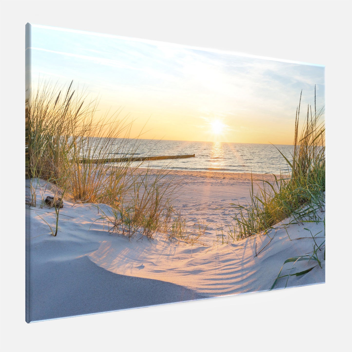 Wandbild STRAND 46x61 cm – Leinwandbild Keilrahmen Deko modern - Seitenansicht