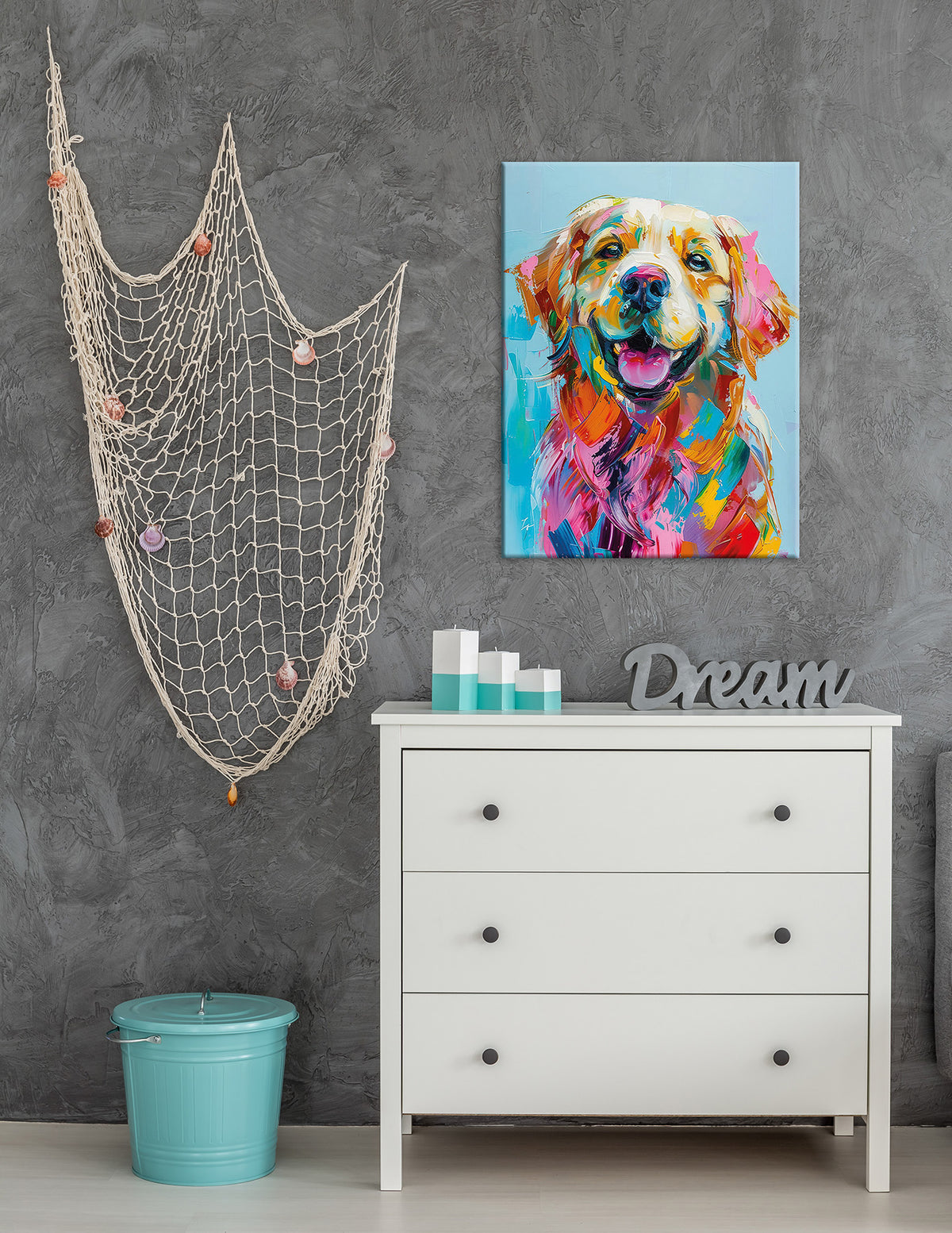 Wandbild HUND GOLDEN RETRIEVER 46x61 cm – Leinwandbild Keilrahmen Deko modern - Ambiente 1