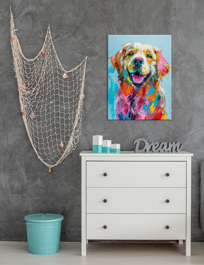 Wandbild HUND GOLDEN RETRIEVER 46x61 cm – Leinwandbild Keilrahmen Deko modern - Ambiente 1