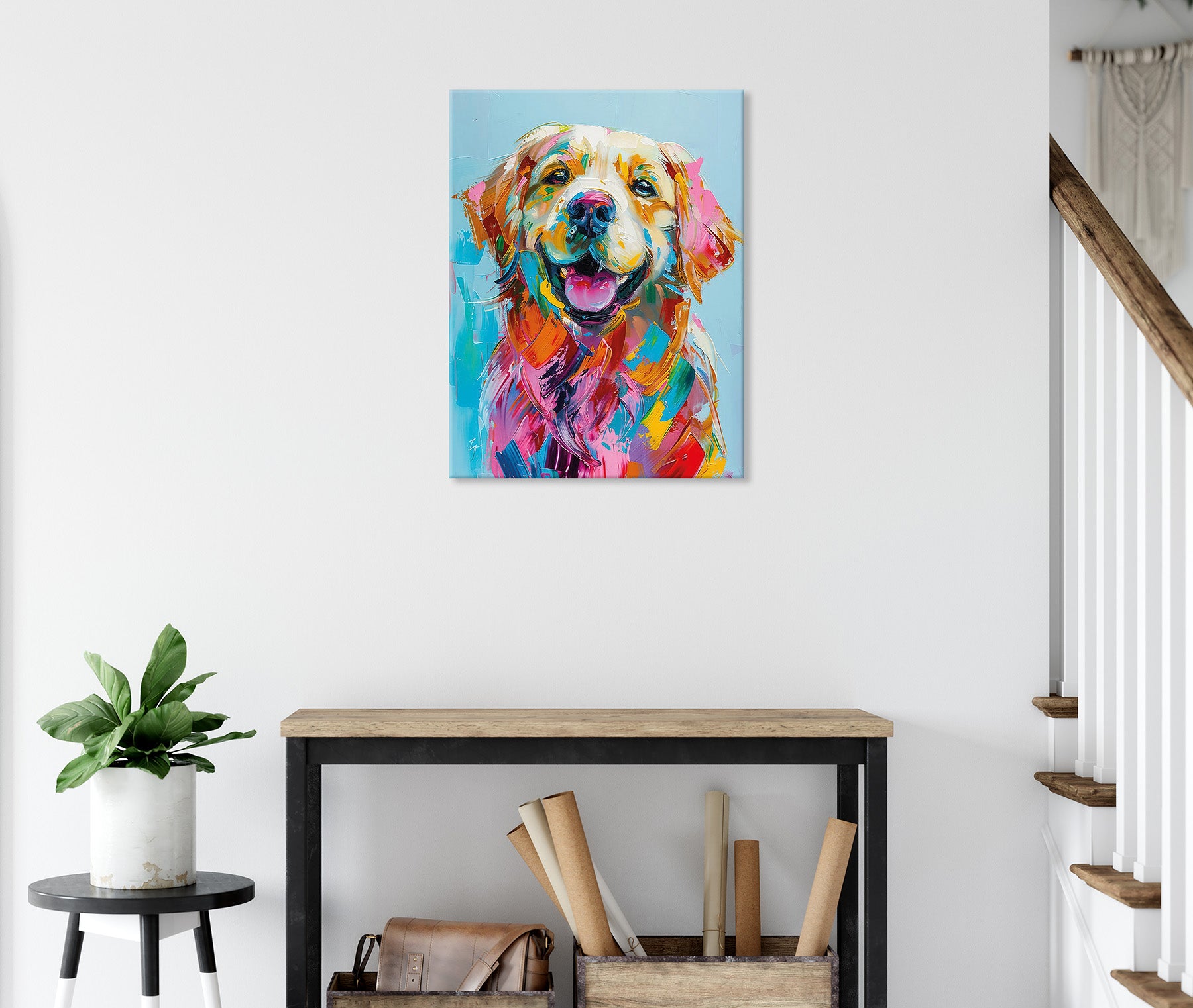 Wandbild HUND GOLDEN RETRIEVER 46x61 cm – Leinwandbild Keilrahmen Deko modern - Ambiente 2