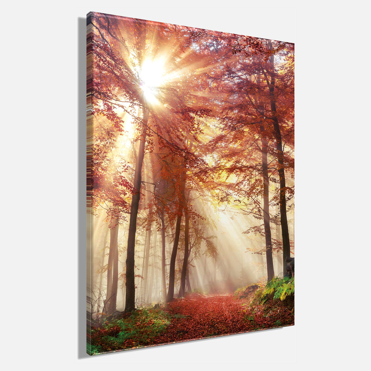 Wandbild HERBSTWALD 46x61 cm – Leinwandbild Keilrahmen Deko modern - Seitenansicht