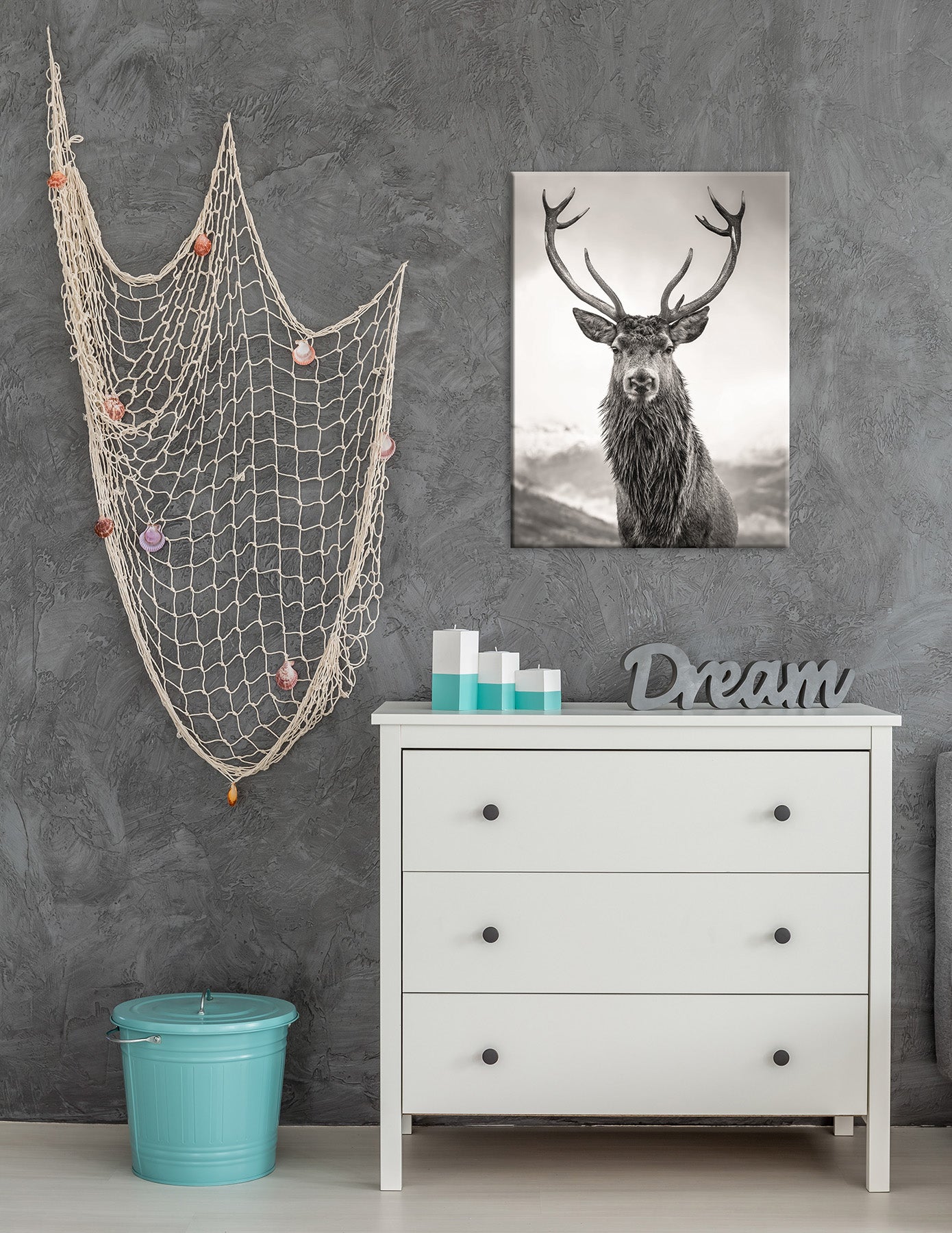 Wandbild HIRSCH 46x61 cm – Leinwandbild Keilrahmen Deko modern - Ambiente 1