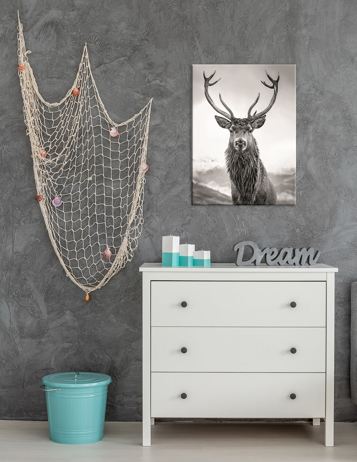 Wandbild HIRSCH 46x61 cm – Leinwandbild Keilrahmen Deko modern - Ambiente 1