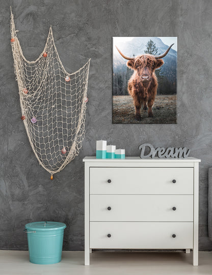 Wandbild HOCHLANDRIND 46x61 cm – Leinwandbild Keilrahmen Deko modern - Ambiente 1