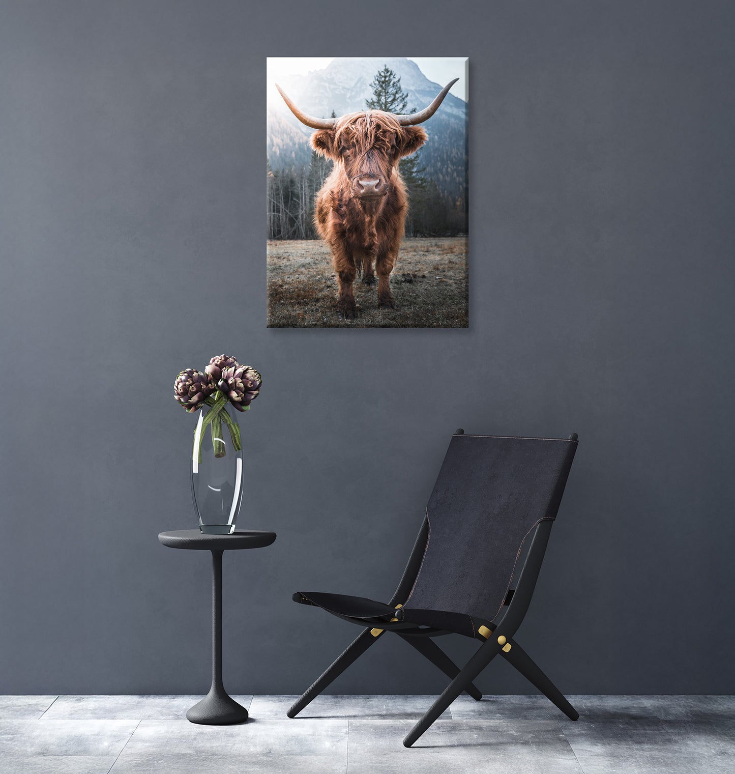 Wandbild HOCHLANDRIND 46x61 cm – Leinwandbild Keilrahmen Deko modern - Ambiente 3